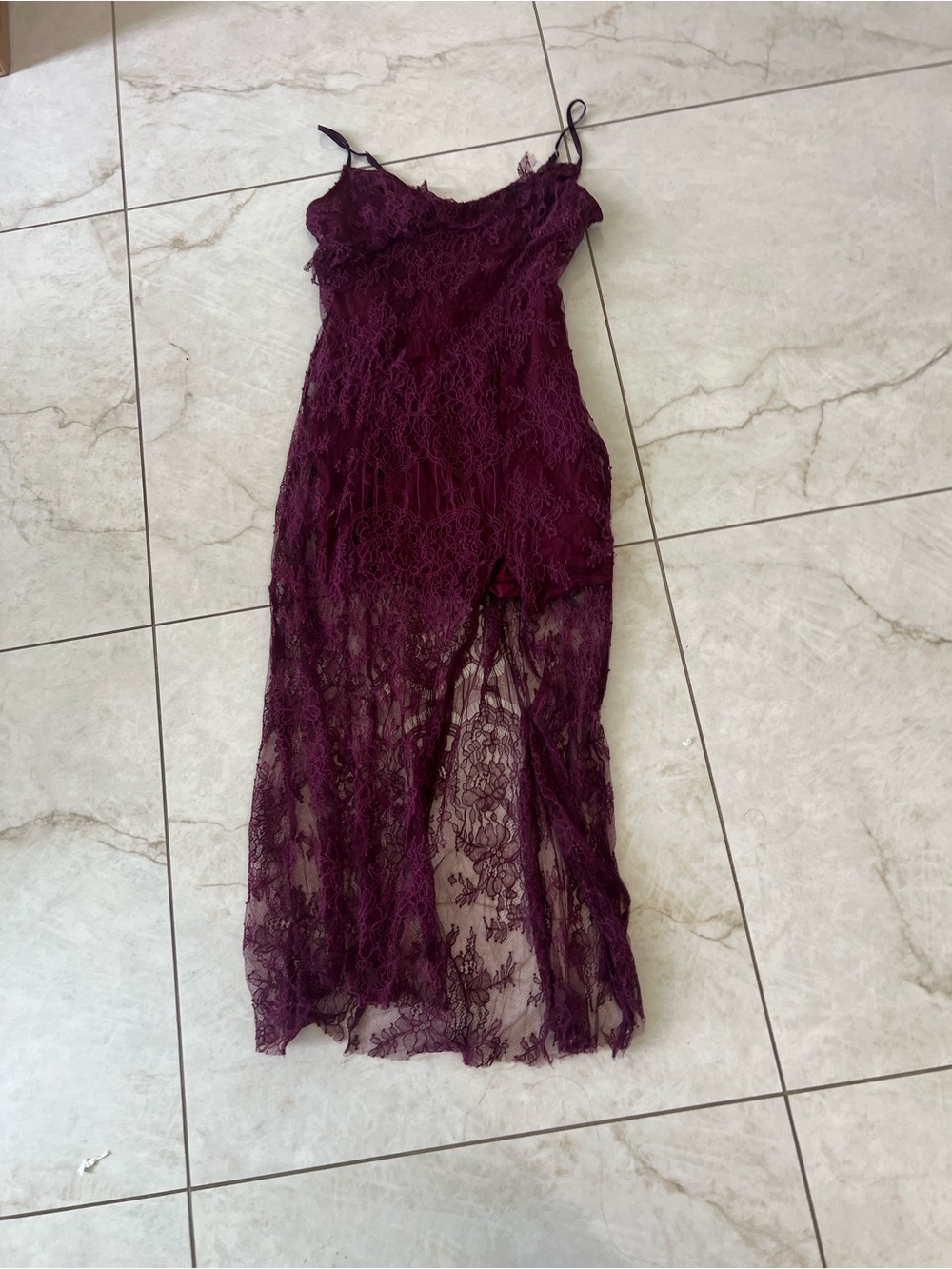 Urban Outfitters Burgundy Lace Mini Dress Size Large - Picture 2 of 6